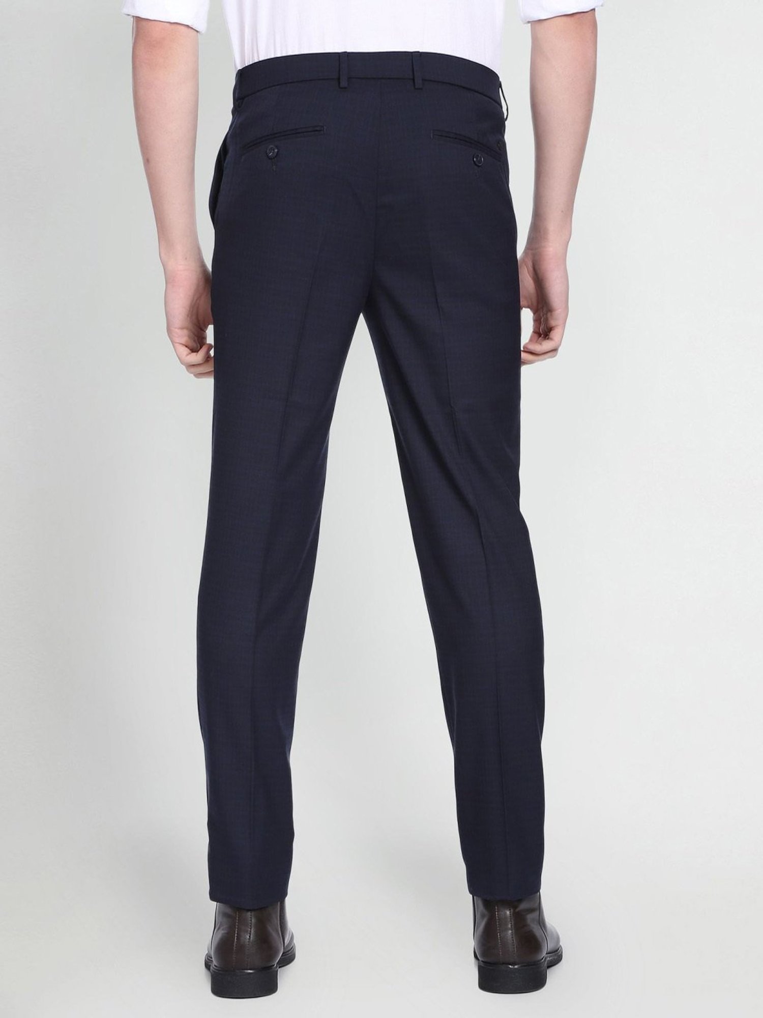 Arrow New York Blue Slim Fit Checks Trousers