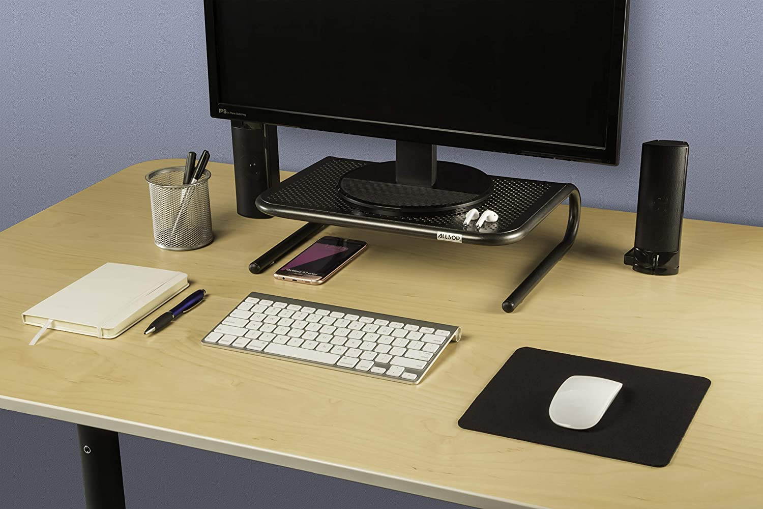 Allsop Metal Art Jr. Monitor Stand 14-Inch Wide Platform - Pearl Black (30165)