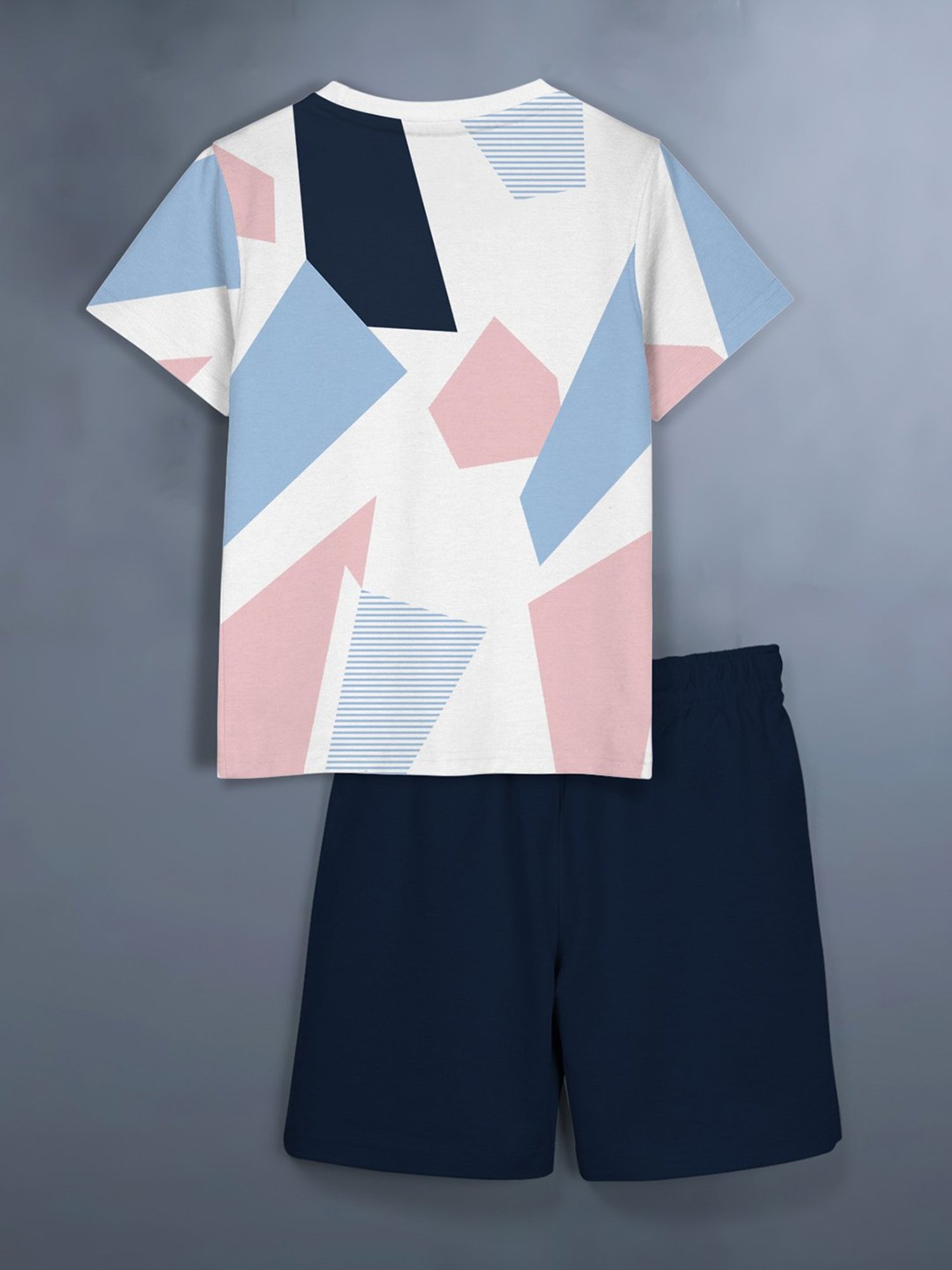 HELLCAT Kids White & Blue Printed T-Shirt with Shorts