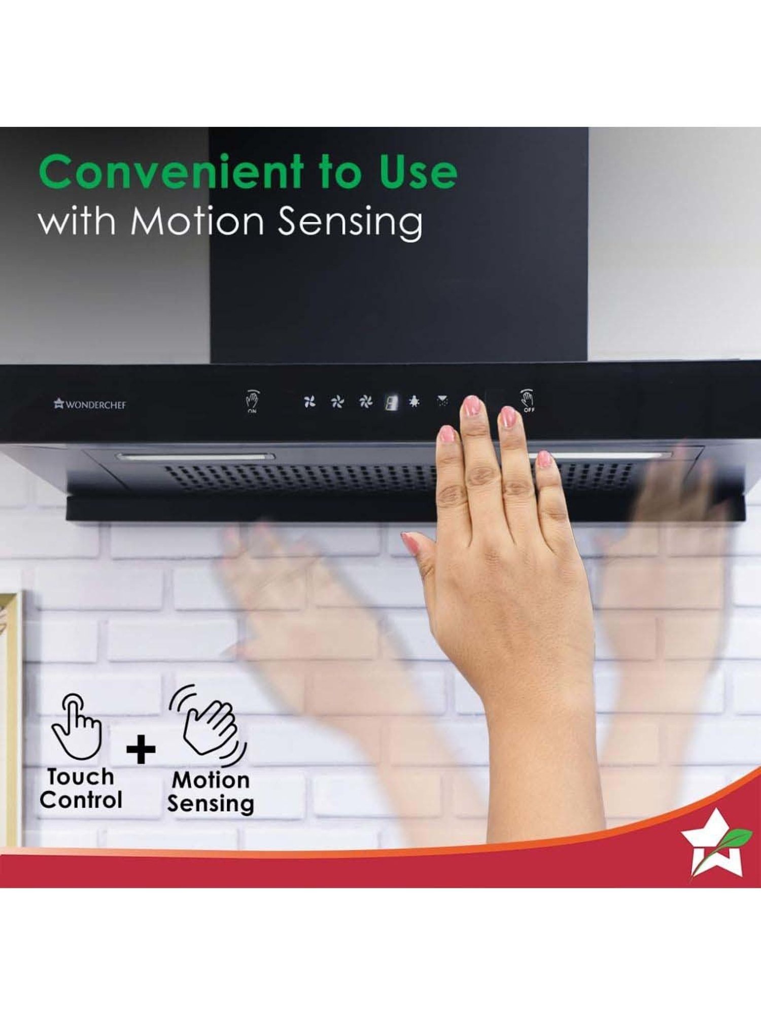 Glen CH6076AC75 1400CMH 75cm Wall Mounted Chimney (Black)