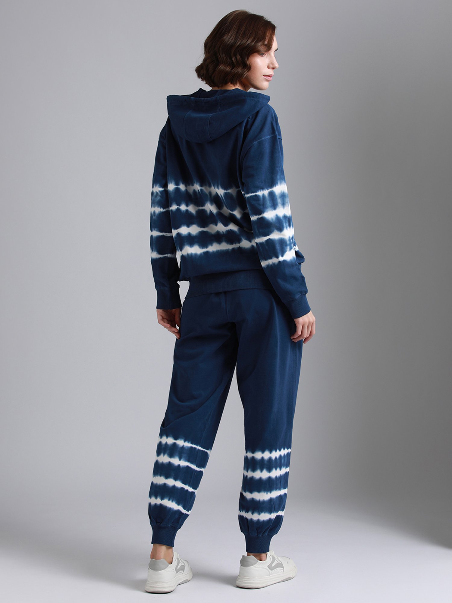 High Star Blue & White Cotton Tie- Dye Co-Ord Set