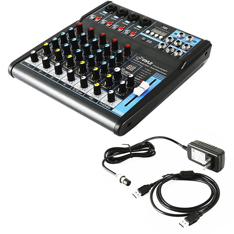 Professional Audio Mixer Sound Board Console Desk System Interface with 6 Channel USB Bluetooth Digital MP3 Computer Input 48V Phantom Power Stereo DJ Streaming FX16 Bit DSP PMXU63BT