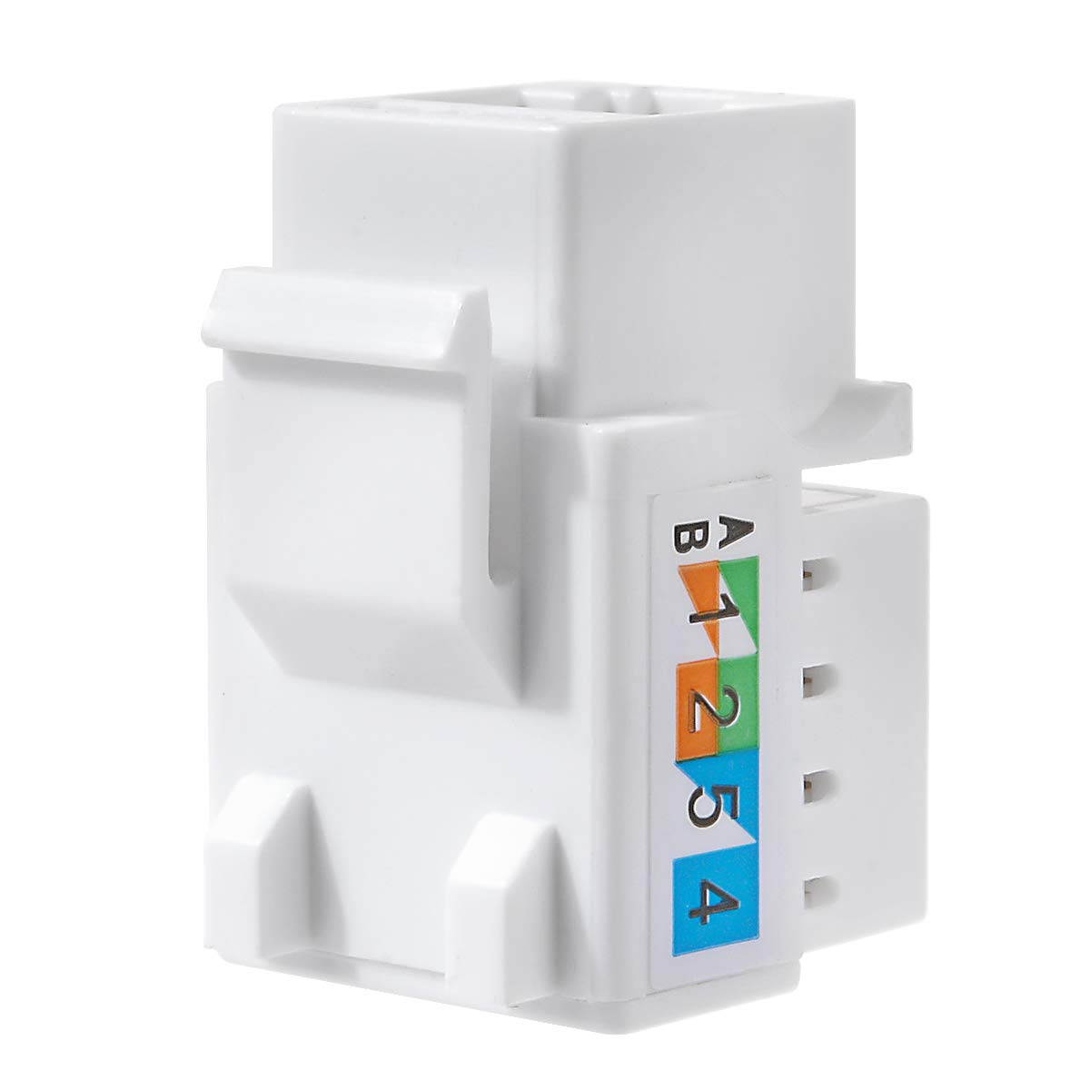 10-Pack RJ45 Keystone Jack Module Connector 568A/568B, Keystone Adapter Compatible Cat 6/5e/5 Connector,Cat6 Keystone Jack,RJ45 Female Connector,White