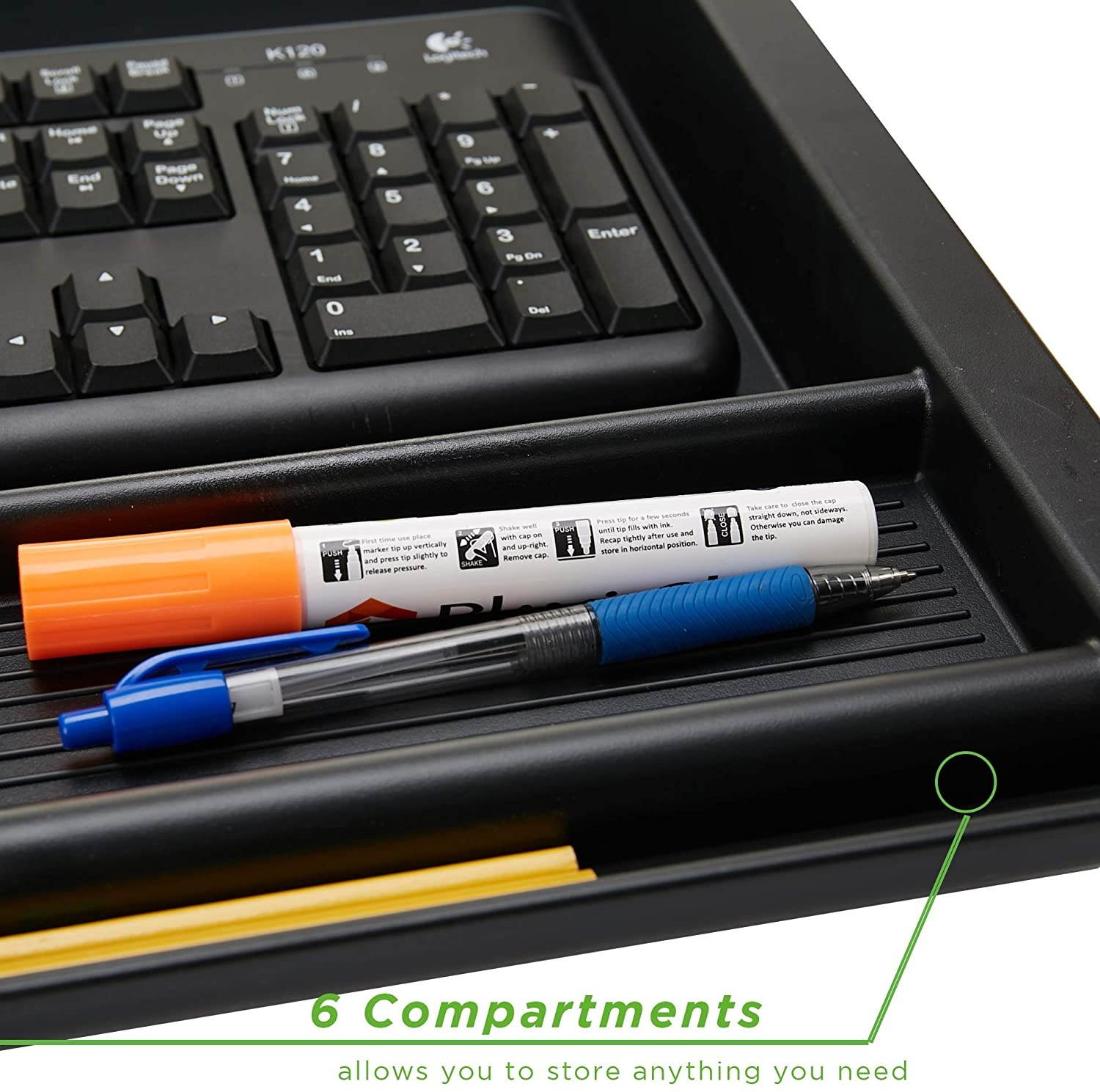 Large Under Desk Tray, Ergonomic Computer Keyboard & Mouse Platform, Adjustable Drawer, Black Keyboard Organizer