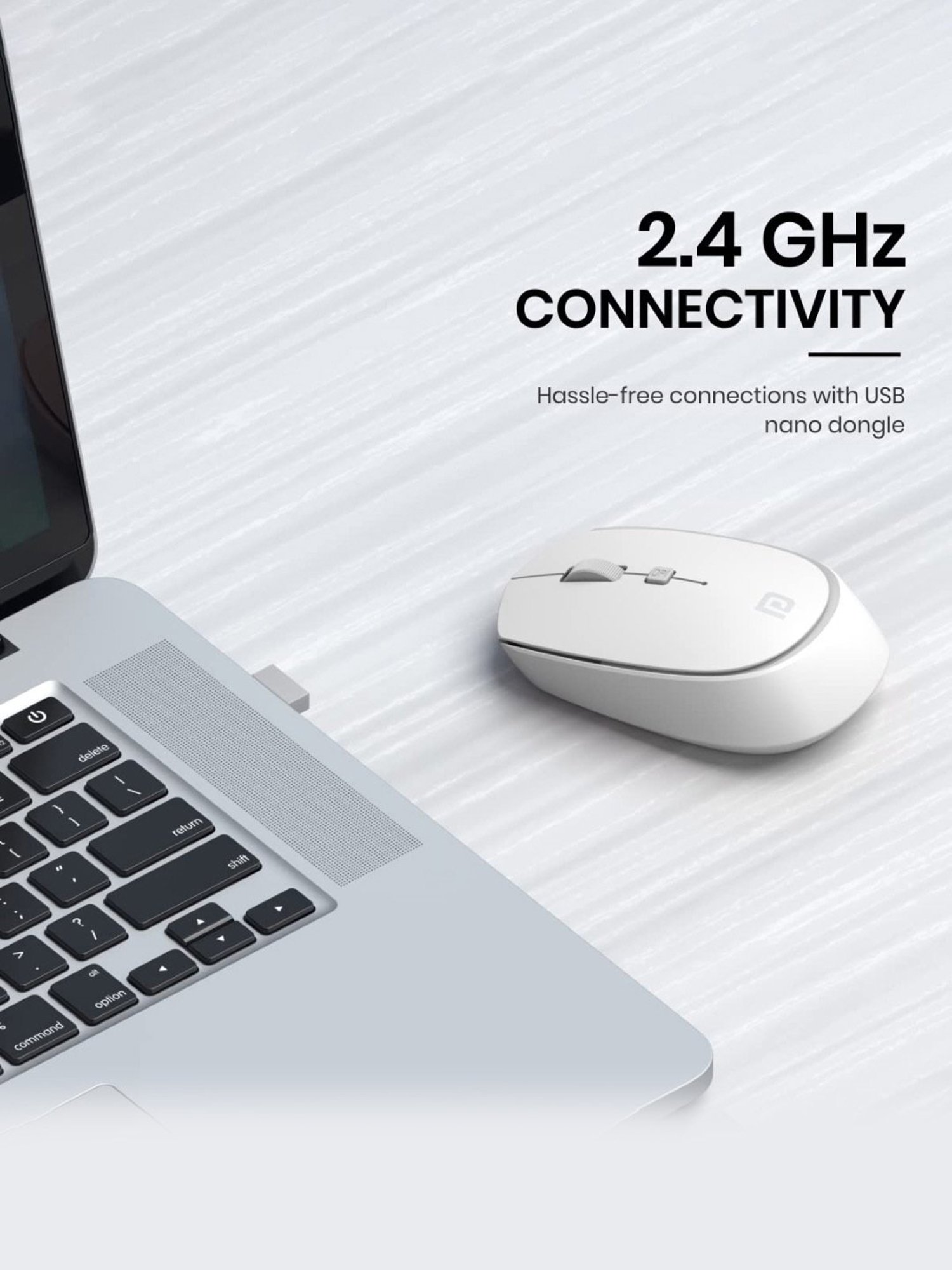 Portronics Toad 23 Wireless Optical Mouse with 2.4GHz, USB Nano Dongle, Optical Orientation (White)