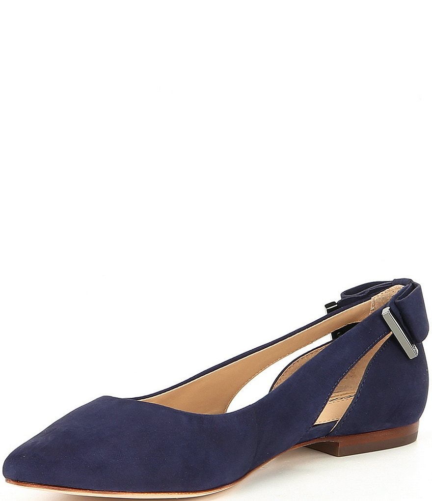 Antonio Melani Nelle Suede Bow Detail & Cut-Out Leather Flats