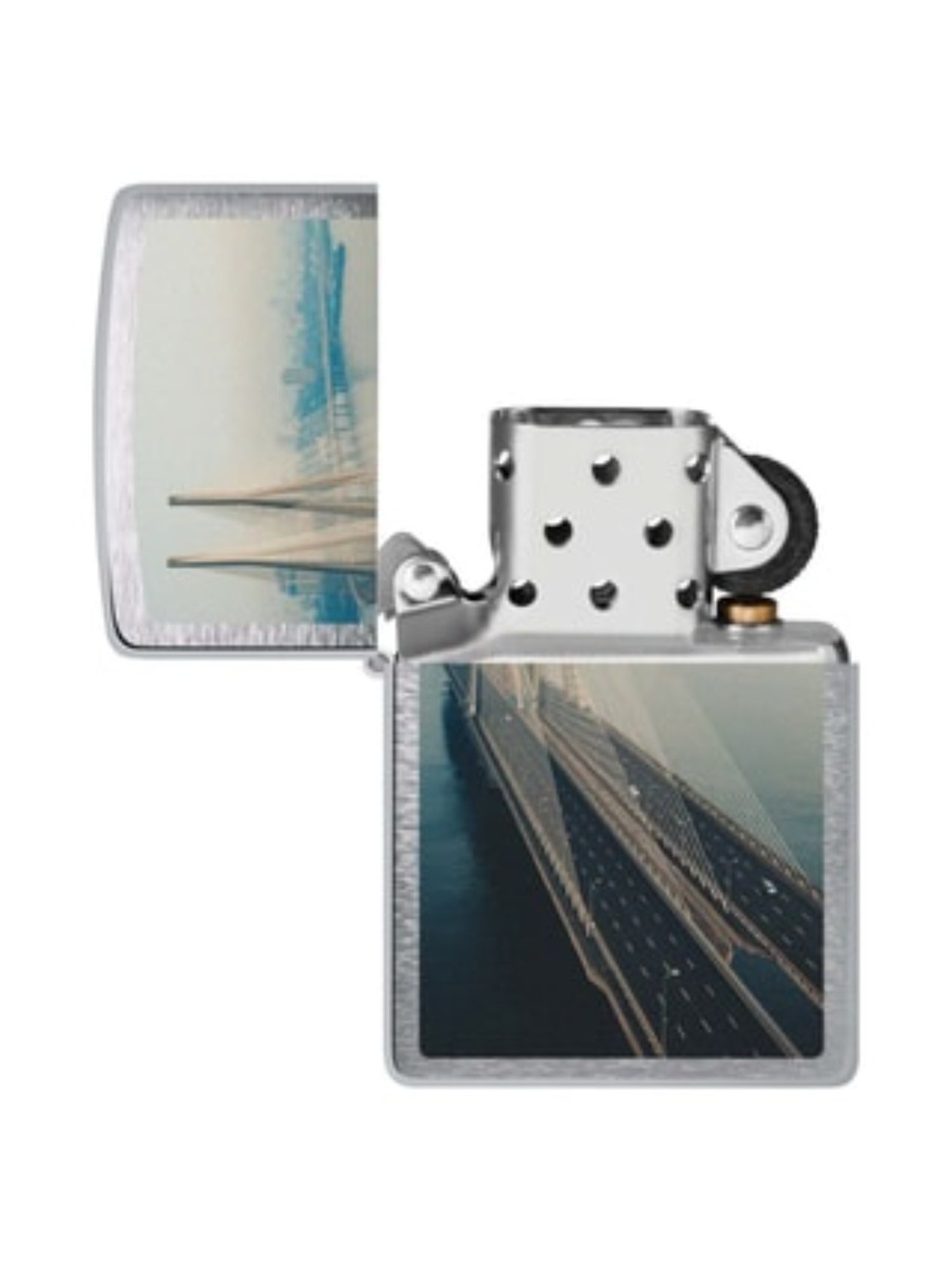 Zippo Mumbai Bridge Graphic Silver Brass Windproof Pocket Lighter