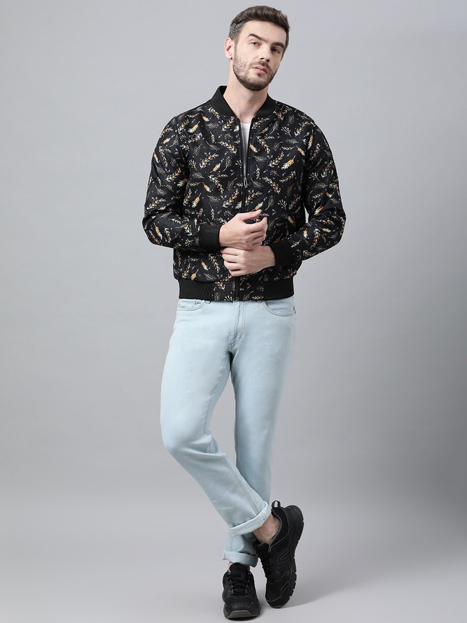 Hangup Plus Black Regular Fit Printed Bomber Jacket