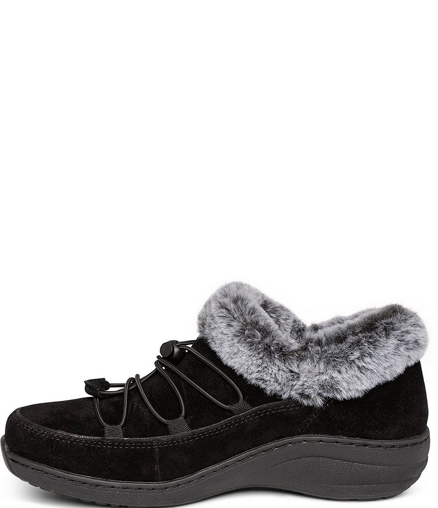 Aetrex Chrissy Waterproof Suede Faux Fur Lined Ankle Booties