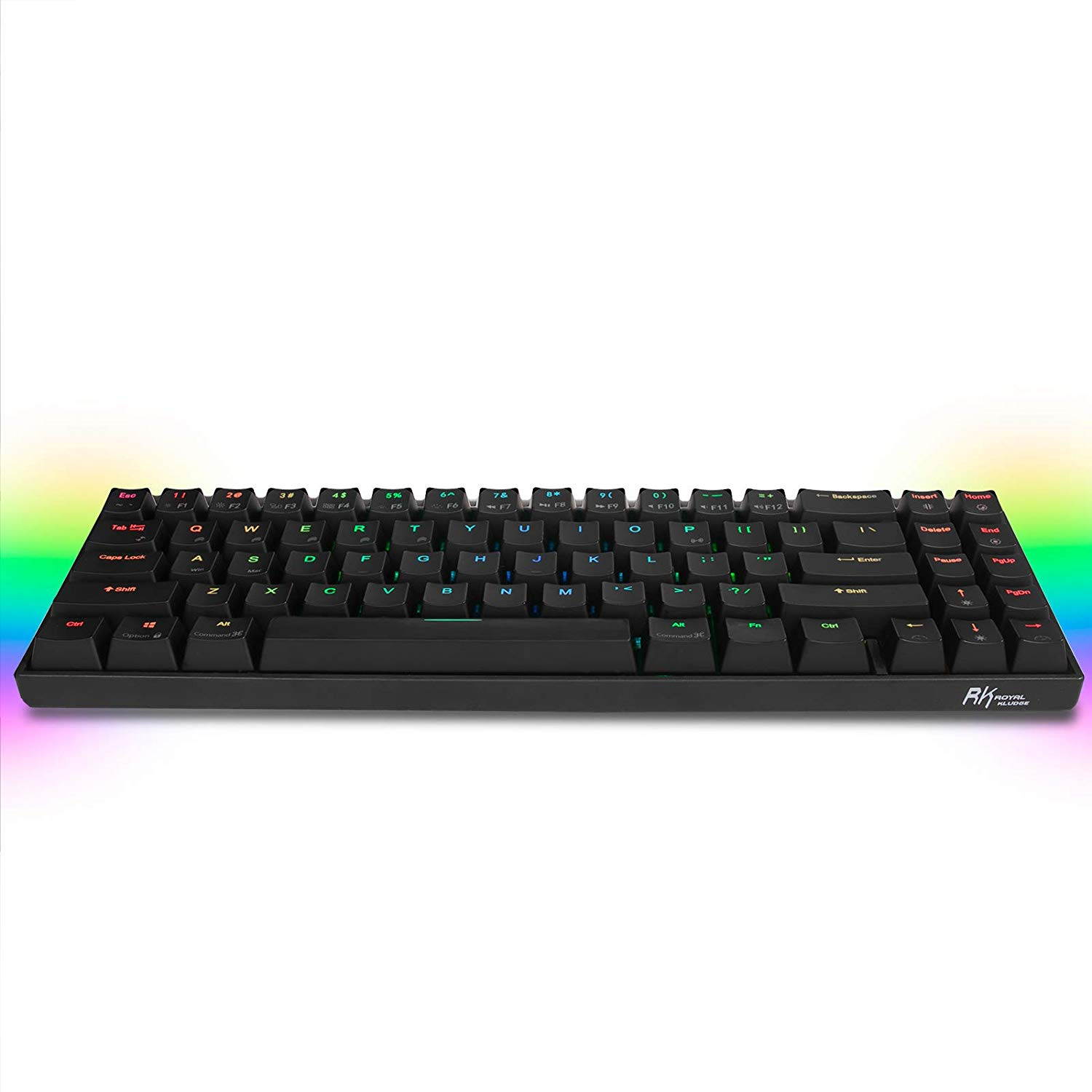 RK71 Mechanical Keyboard RGB Backlit 71 Keys Small Compact Gaming Keyboard, PBT Keycaps Wired/Wireless Bluetooth Mini Keyboard for iOS Android Windows PC and MacOS, Blue Switch( Cherry Blossom)