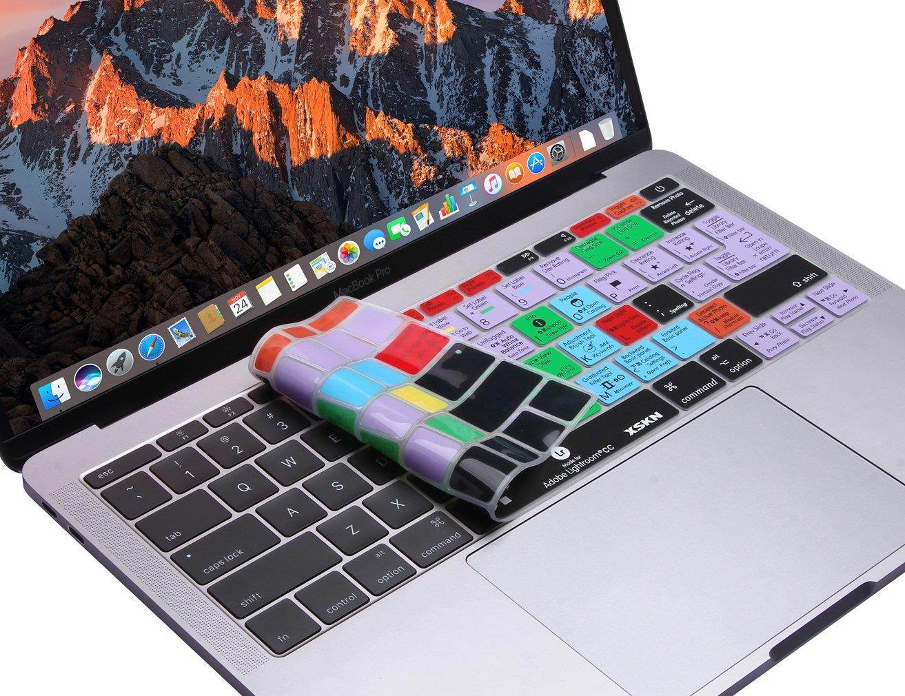 XSKN 2016 Shortcut Design Series Keyboard Skin Cover for New Macbook 12 (2015 Model A1534) and New MacBook Pro 13 (2016 Newest Version Model A1708, No Touch Bar), US&EU Version (Lightroom)