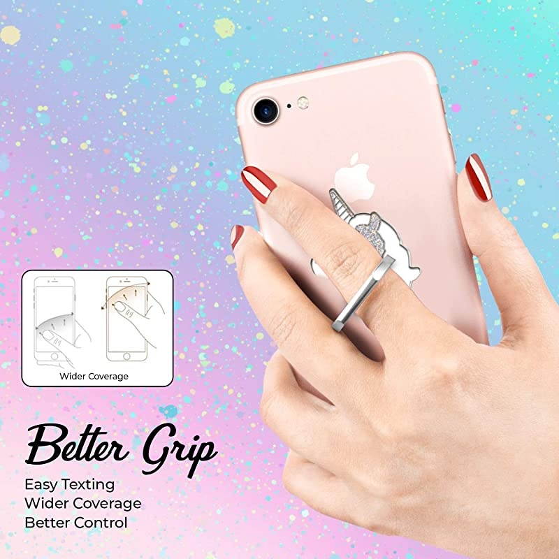 Cellphone Ring Holder Finger Kickstand (2 Pack) -  360&deg; Rotation/Sturdy/Reusable/Grip/Stand/ Universal - Compatible with All Smartphones - Cat Black