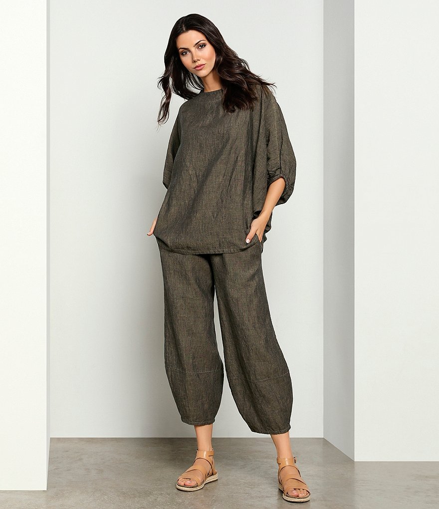 Bryn Walker Wilder Cross Dyed Linen Dolman Gathered Band Coordinating Tunic