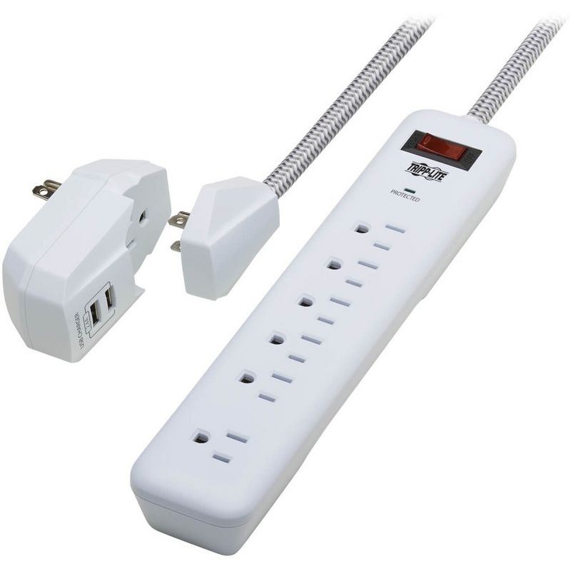 Monoprice 2 Outlet Surge Protector Wall Tap with 2 USB Charging Ports 3.4A, 450 Joules, White