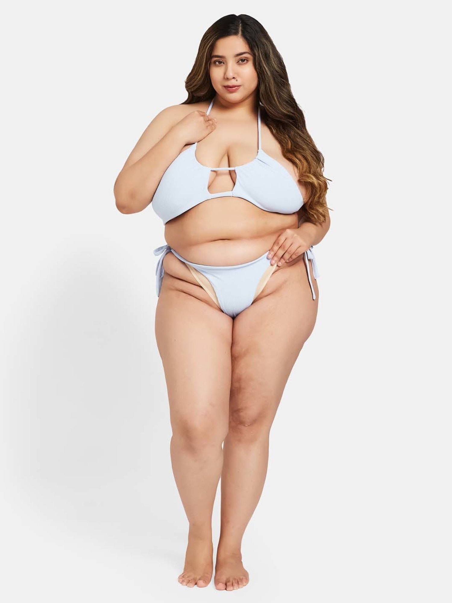 Secrets By ZeroKaata Mild Blue Plain Swimwear Bra Panty Set