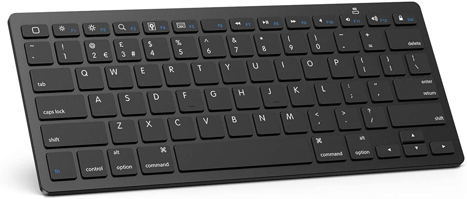 OMOTON Ultra-Slim Bluetooth Keyboard Compatible with iPad 10.2(8th/ 7th Generation)/ 9.7, iPad Air 4th Generation, iPad Pro 11/12.9, iPad Mini, and More Bluetooth Enabled Devices, Black