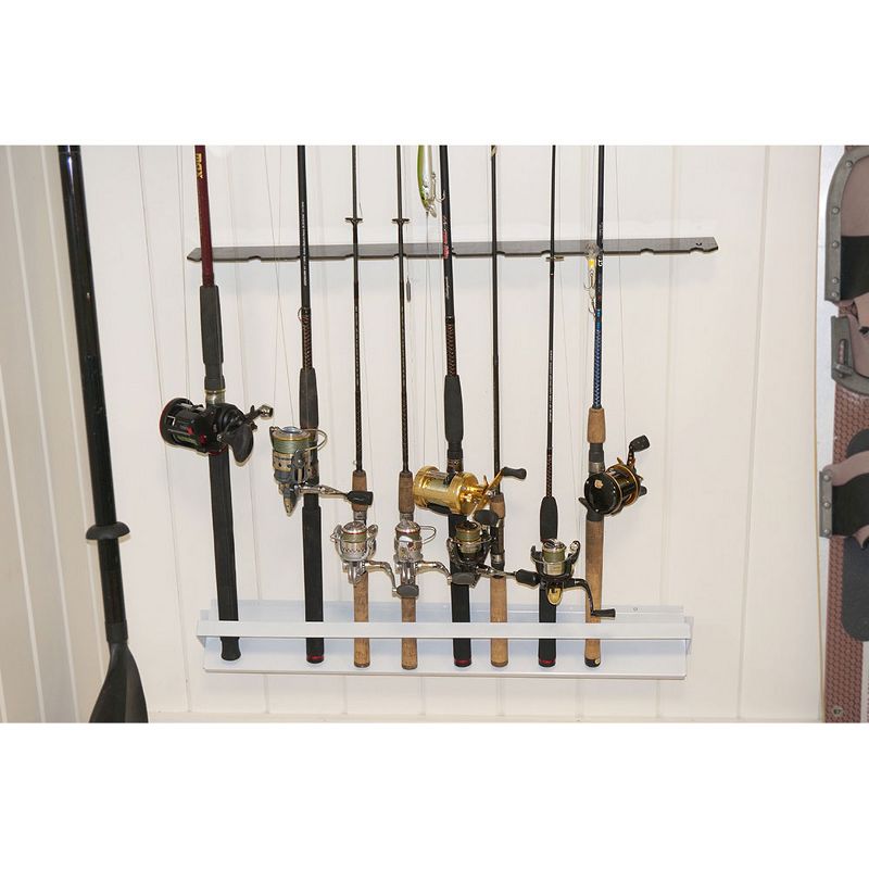 Viking Solutions VFR002 11 Rod Wall Mounted 2 Piece Powder Coat Steel Vertical Fishing Rod and Reel Holder Rack