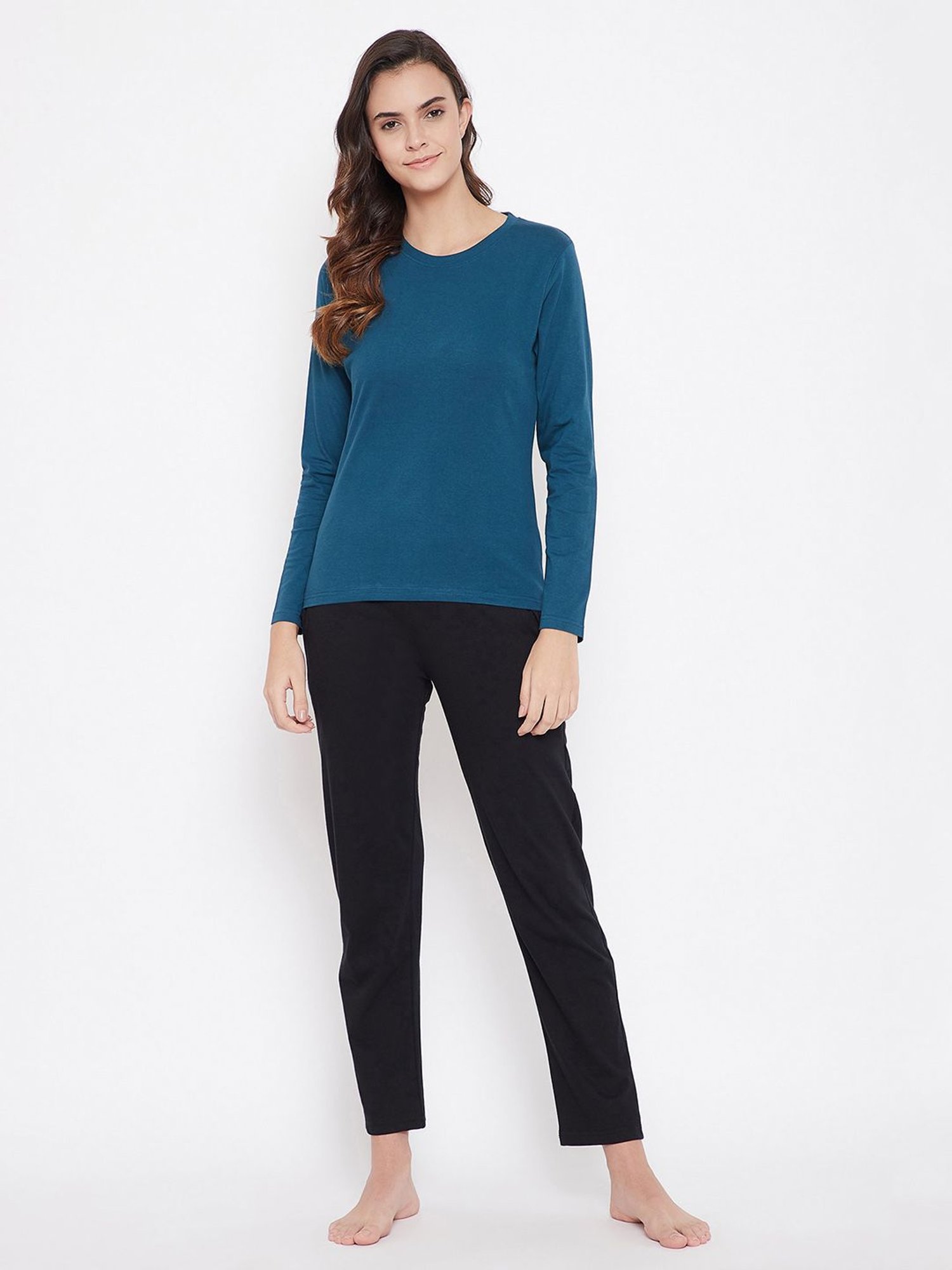 Clovia Blue Cotton T-Shirt