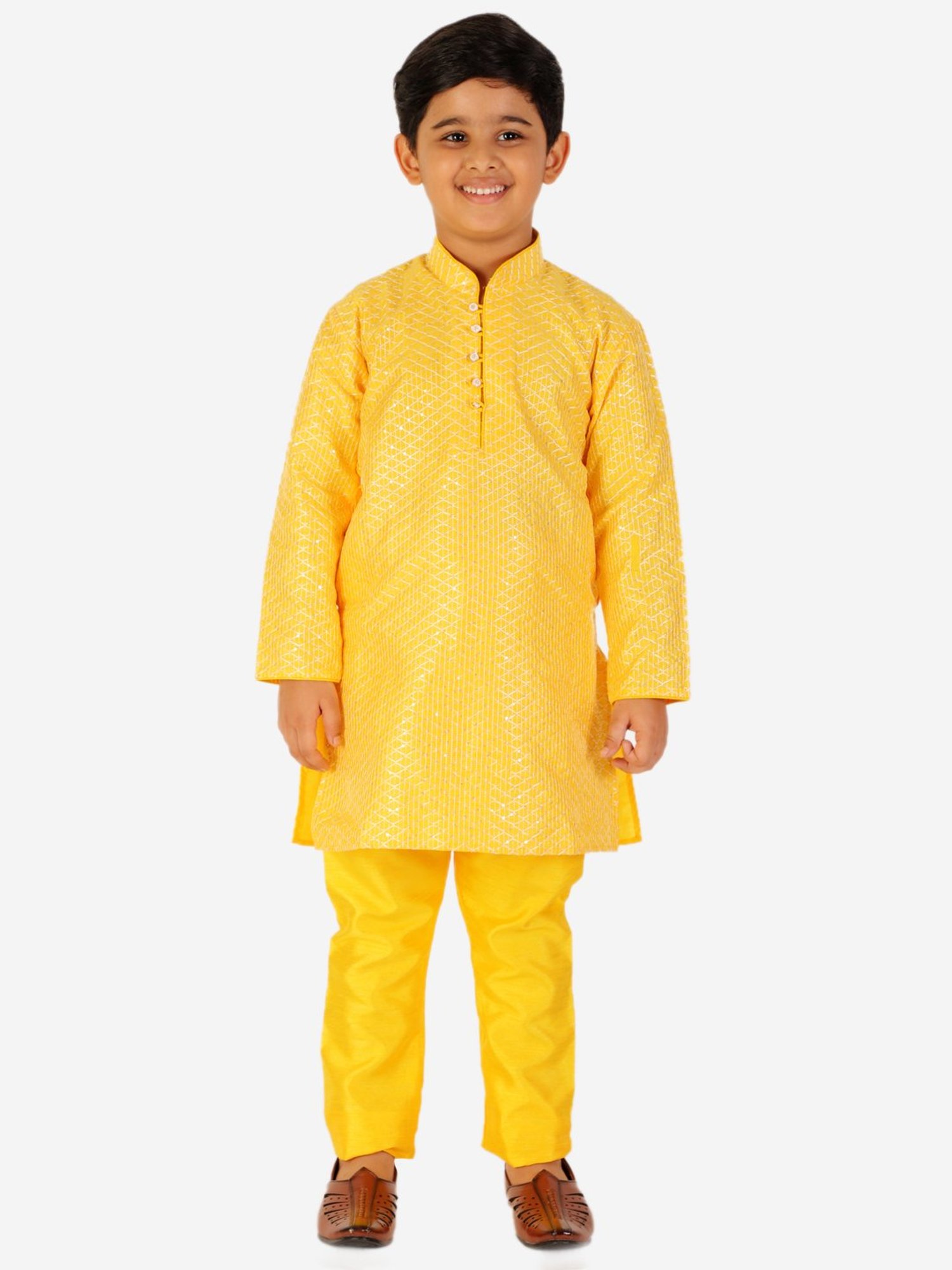 VASTRAMAY Kids Pink & White Floral Print Kurta Set