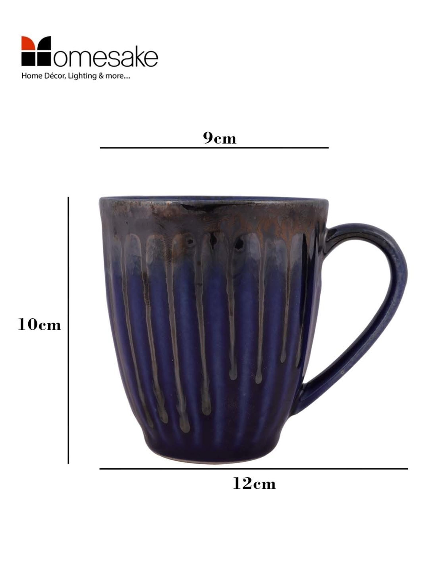 Homesake 'Altered Glaze Latte Melon' Navy Ceramic Mug (0.26 L) - Set of 2