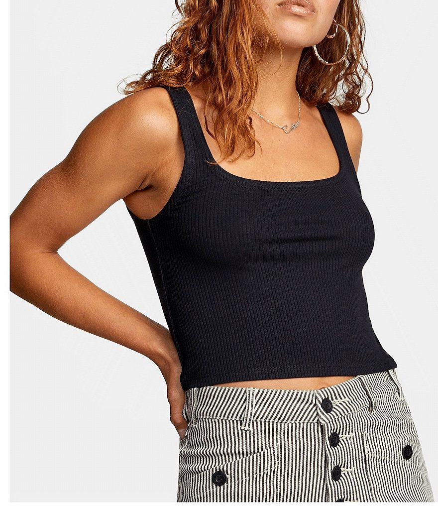 RVCA Concourse Sleeveless Cropped Rib-Knit Tank Top