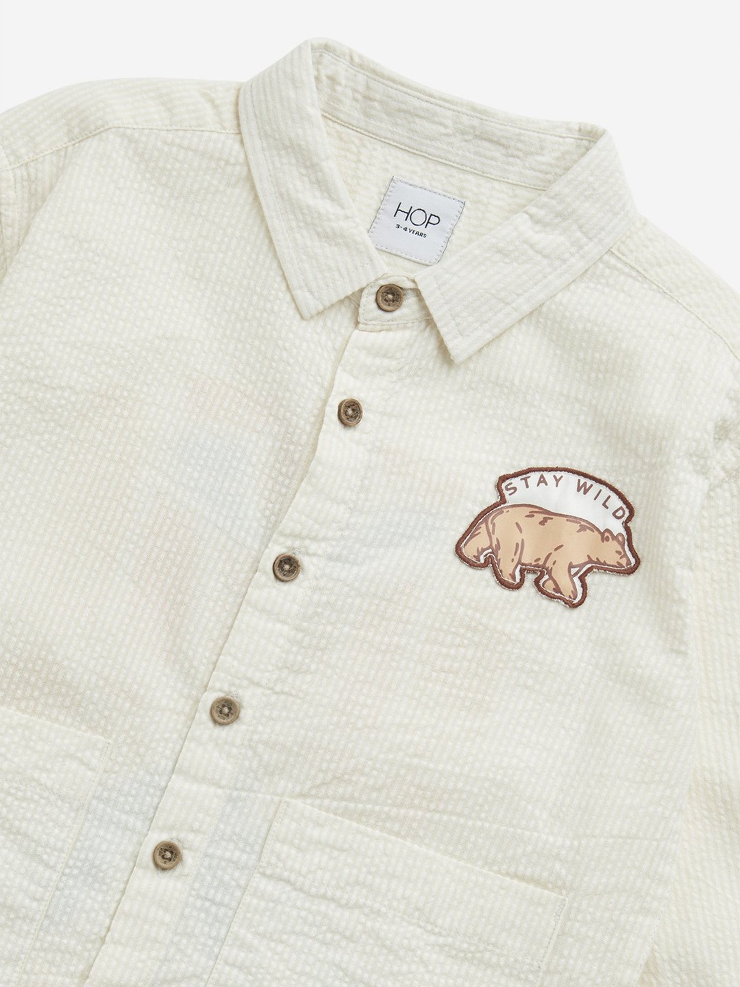 HOP Kids by Westside Beige Seersucker Textured Cotton Shirt