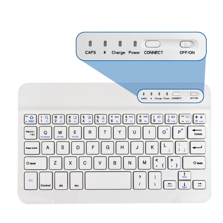 Mini Wireless Keyboard Bluetooth Keyboard For ipad Phone Tablet Rubber keycaps Rechargeable keyboard For Android ios Windows 7 inch black English