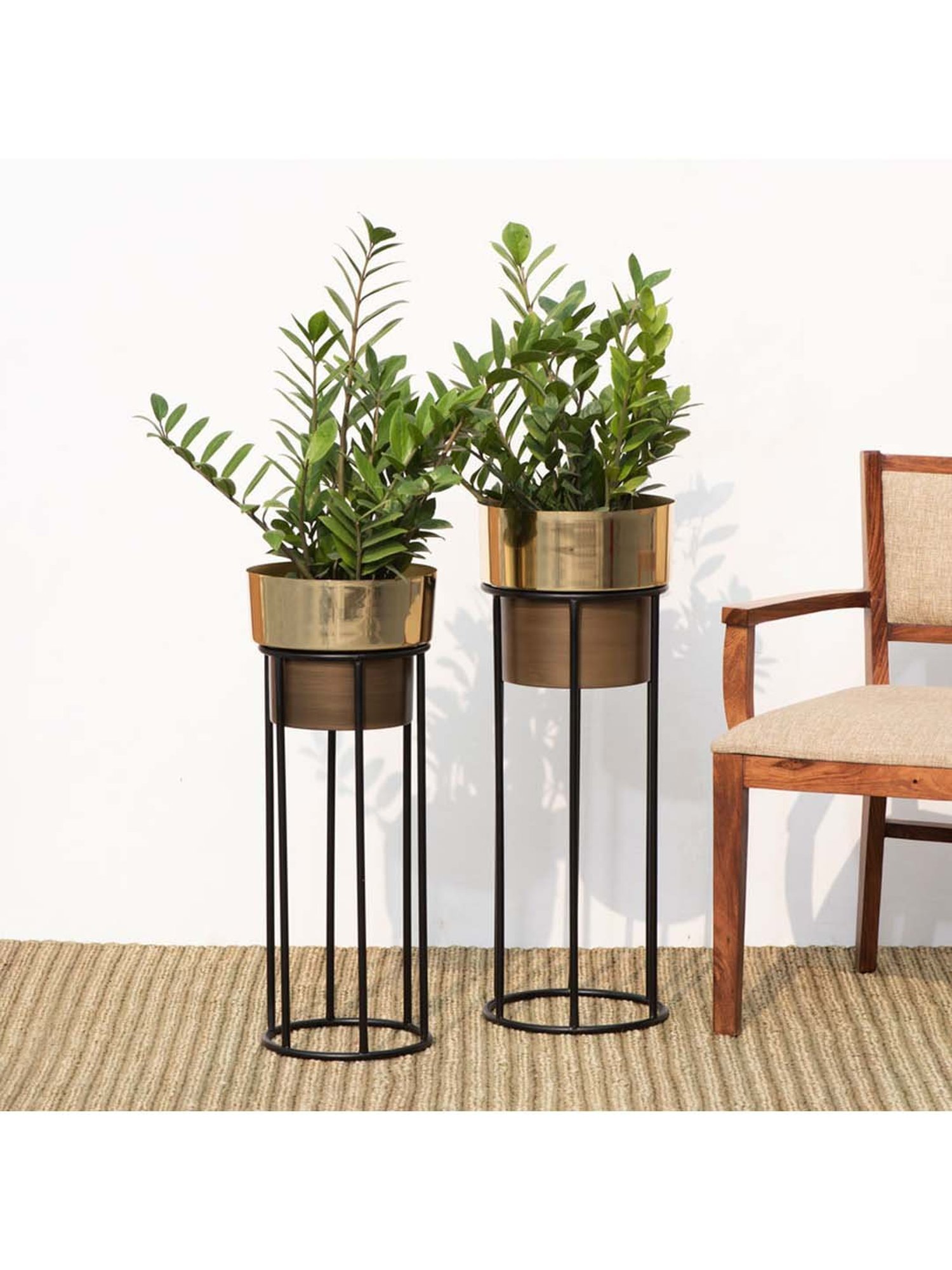 THE DECOR REMEDY Antique Brown & Golden Dual Tone Planter - Set of 2