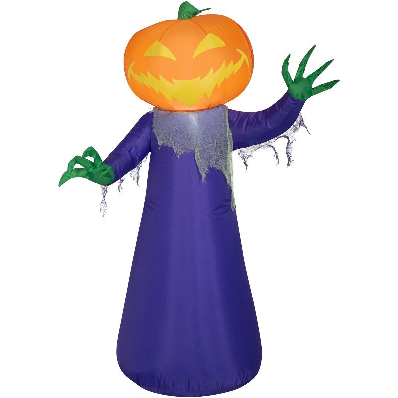 Gemmy Airblown Pumpkin Reaper , 4 ft Tall, Multicolored