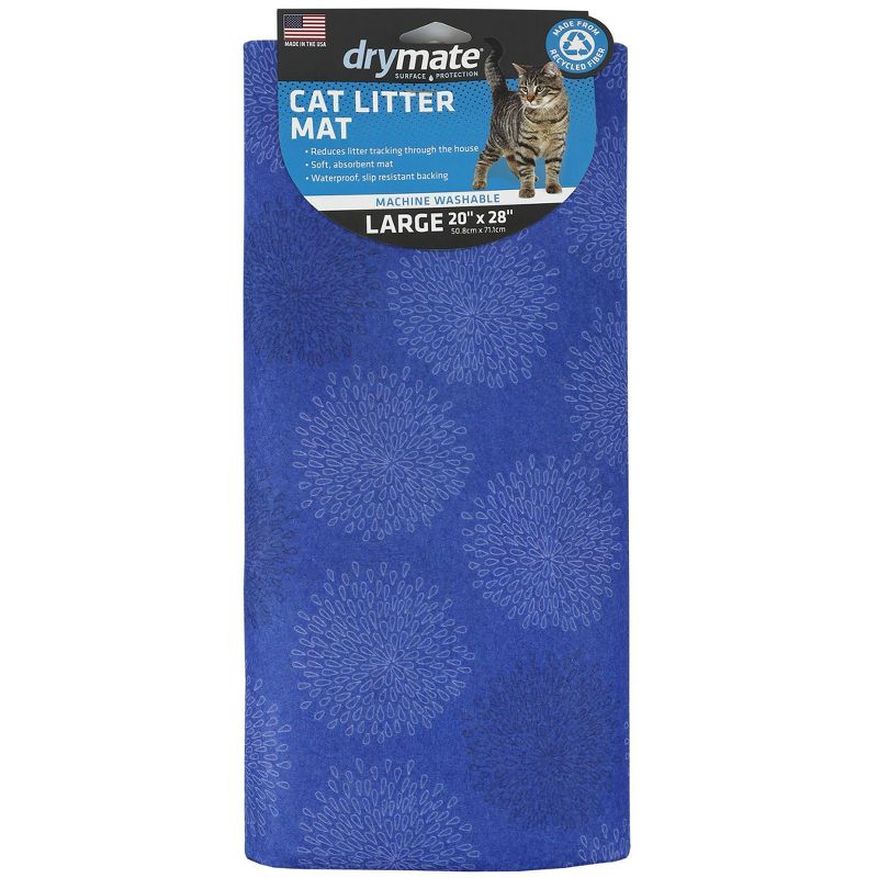Drymate Cat Litter Trapping Mat - Floral Blue