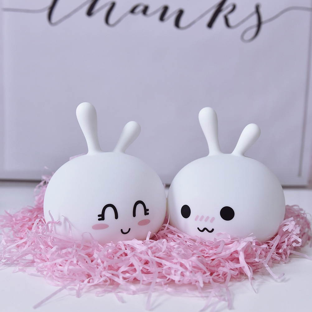 Silicone Kids Night Light Cartoon Bunny Portable Bedside Lamp 3 Modes Rechargeable Table Light