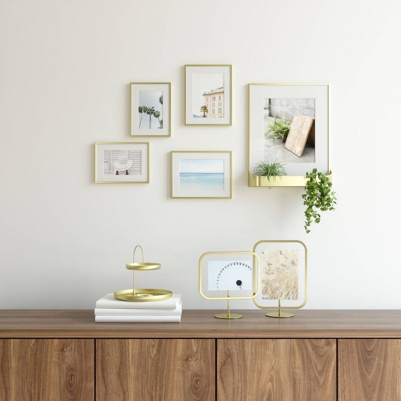 4" x 6" Infinity Sqround Single Photo Display Frame Matte Brass - Umbra