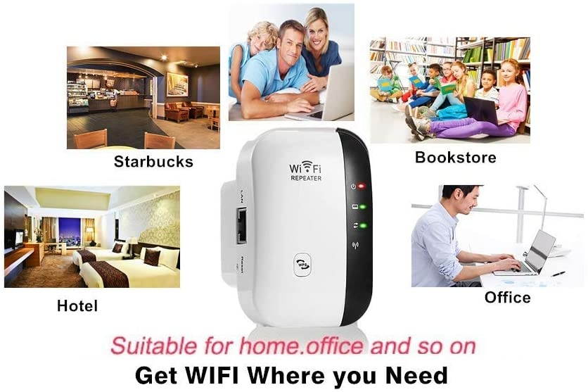 Super Boost WiFi, WiFi Range Extender | Up to 300Mbps |Repeater, WiFi Signal Booster, Access Point | Easy Set-Up | 2.4G Network with Integrated Antennas LAN Port & Compact Designed Internet Booster