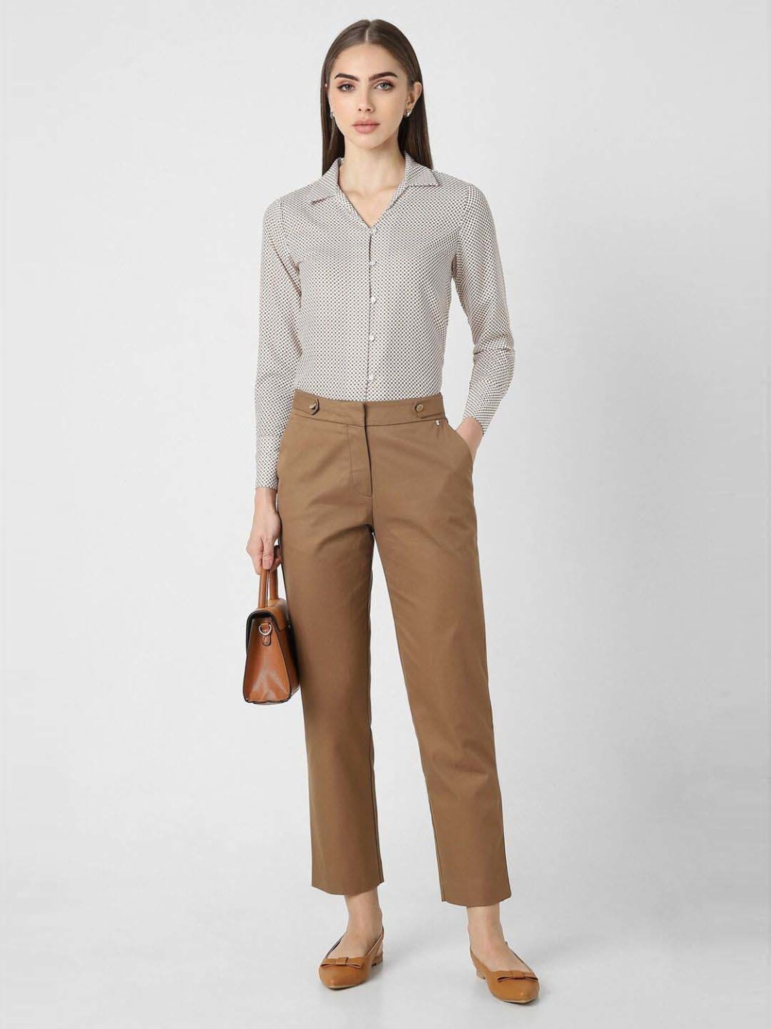 Van Heusen White Printed Formal Shirt