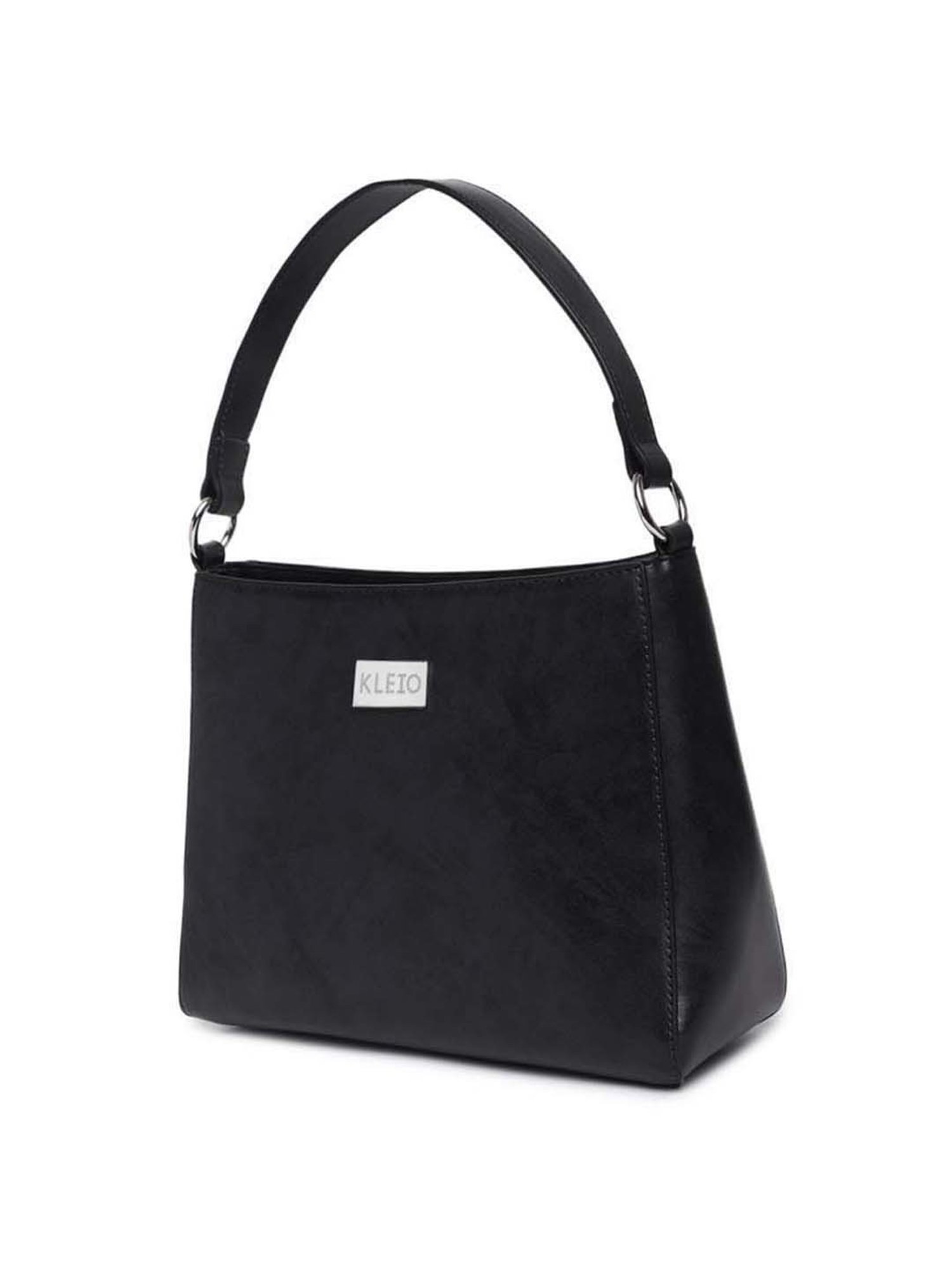 KLEIO Black Solid Medium Hobo Handbag