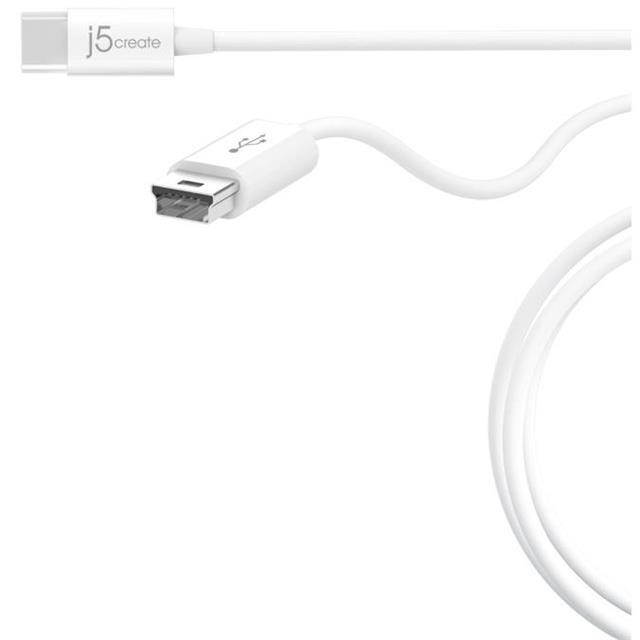 USB 2.0 Type-C to Mini-B Cable by j5create| 6 Ft (180 cm) White
