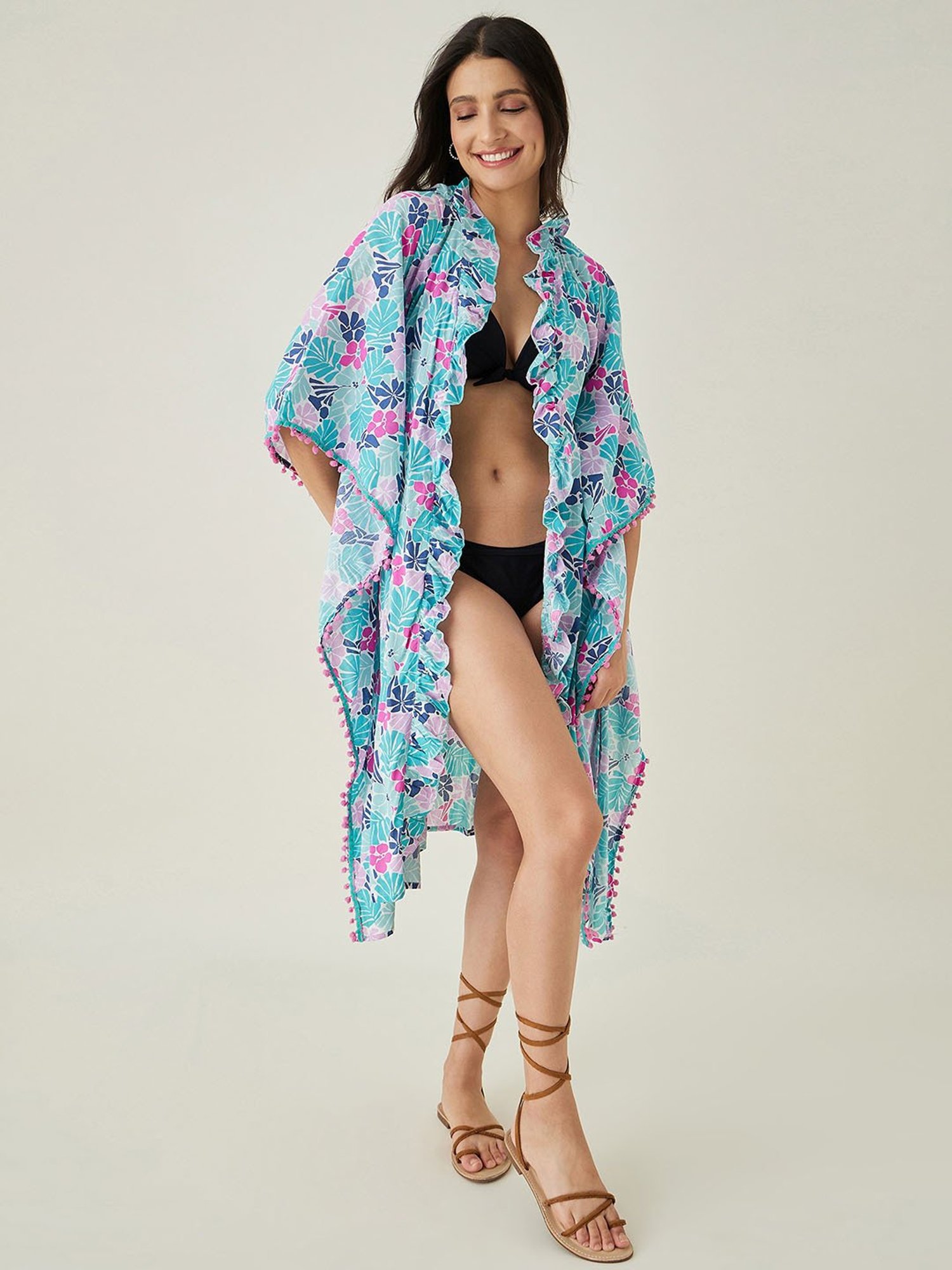 The Kaftan Company Multicolor Tie - Dye Cover Up