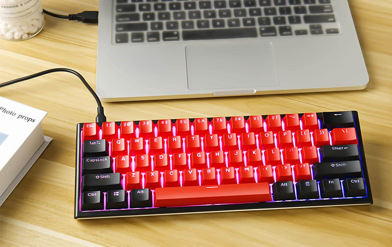 CUUWE 61 PBT Keycaps for 60 Percent Keyboard, Backlit Keycap Set for Mechanical Gaming Keyboard OEM Profile Keycaps with Key Puller for Cherry MX Switches GH60/RK61/GK61/Annie pro 2