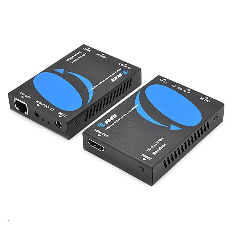HDMI Extender Over CAT5/CAT6 by  with IR Upto 330 Feet - Loop Out - 1080P Full HD Signal Distribution - Over IP