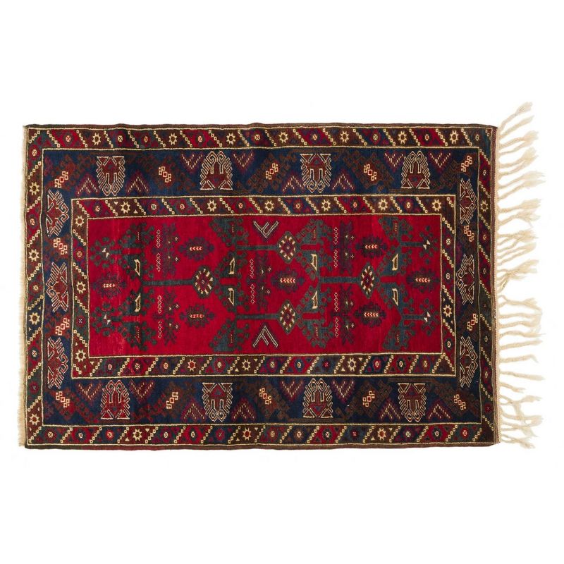 4'2"x6' Vintage One-of-a-Kind Arunas Rug Red - Revival Rugs