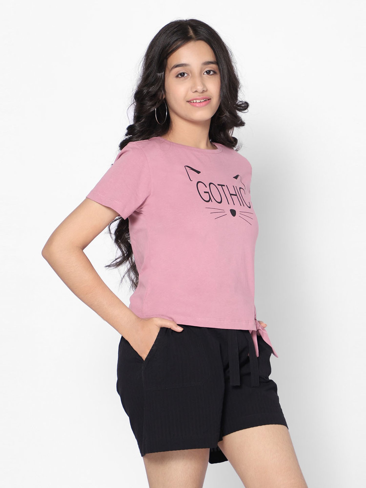 TeenTrums Girls Pink Printed Top