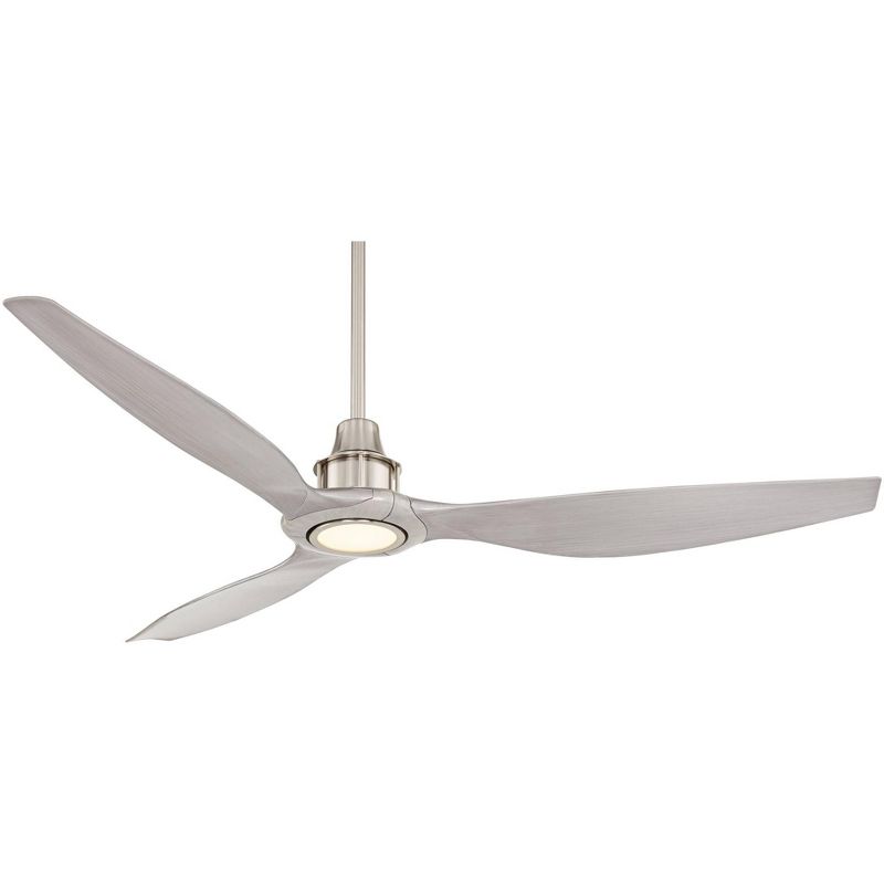 58" Casa Vieja Modern Outdoor Ceiling Fan with Light LED Dimmable Remote Brushed Nickel Silver Blades Damp Rated Patio Porch