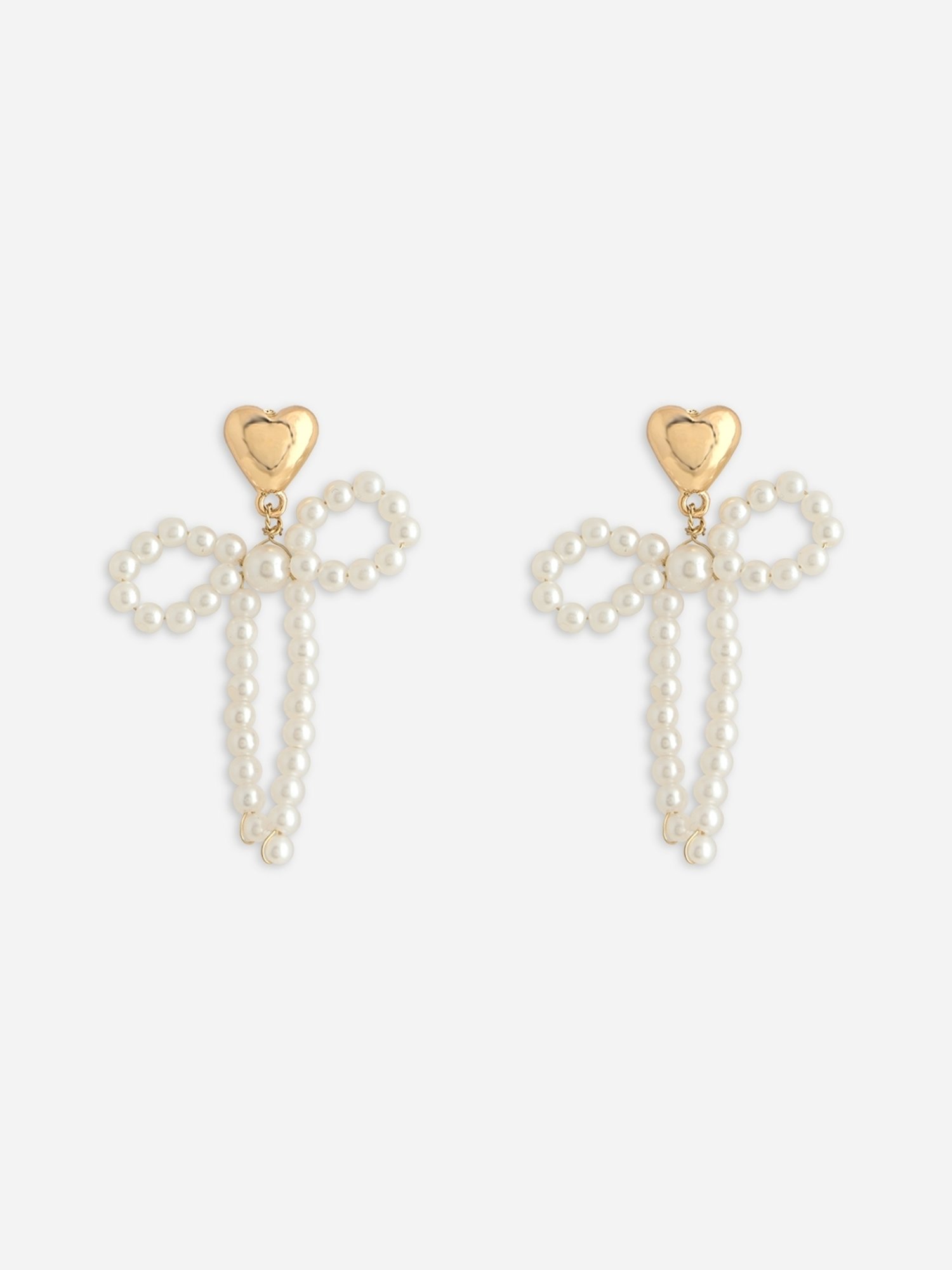 ToniQ White Korean Bow Drop Earrings for Women