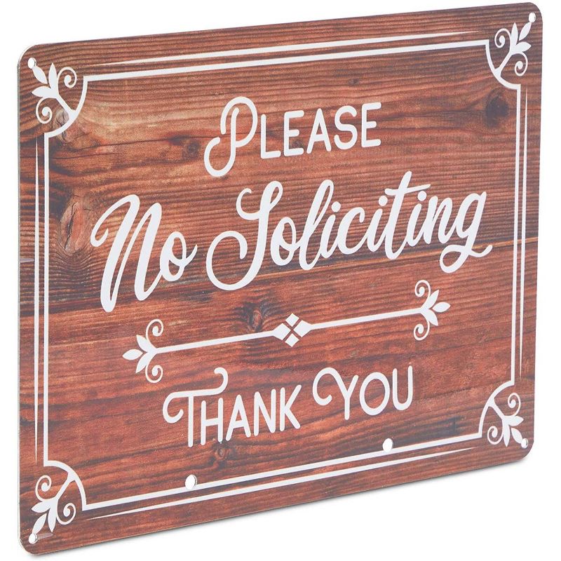 Farmlyn Creek Metal Yard Sign with Stakes for House, Please No Soliciting 11.8" x 8"