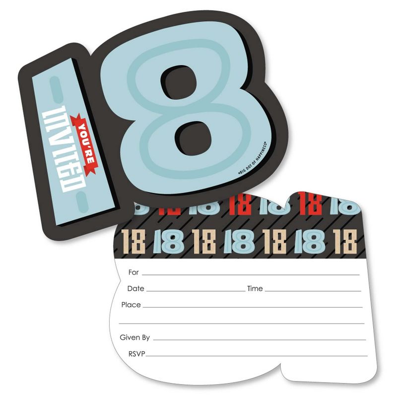 Big Dot of Happiness Adult 70th Birthday - Gold - Shaped Fill-In Invitations - Birthday Party Invitation Cards with Envelopes - Set of 12