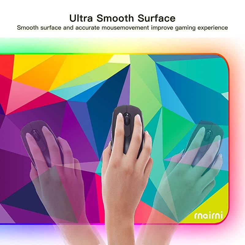Extended RGB Mouse Pad Mat  Large Office Table Desk Mat Gaming Lighting Led Mousepad for PC Computer MacBook Keyboard Waterproof AntiSlip Ultra Thin 4mm 315 x 157 Colorful