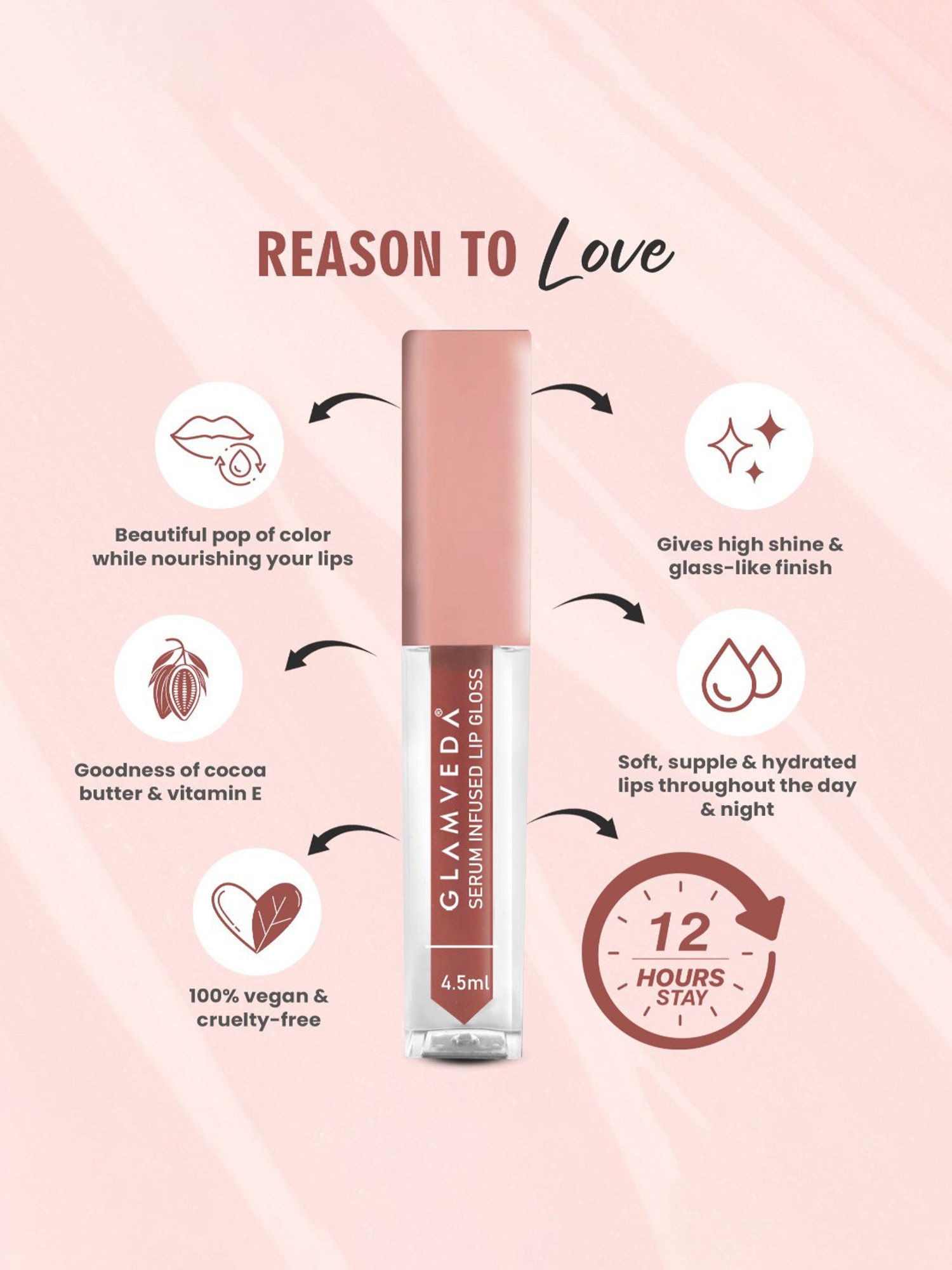 Glamveda Serum Infused Lip Gloss Pink in Paris-111 - 4.5 ml