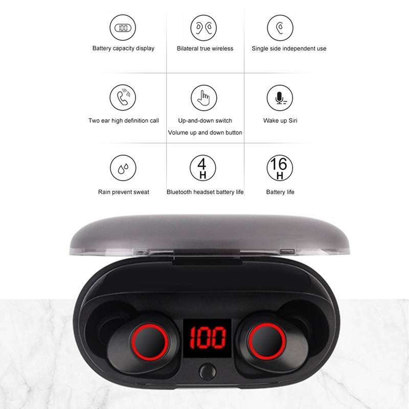 Zgeer Mini True Wireless Bluetooth 5.0 Sports 4D Surround Heavy Bass Earbuds Headset