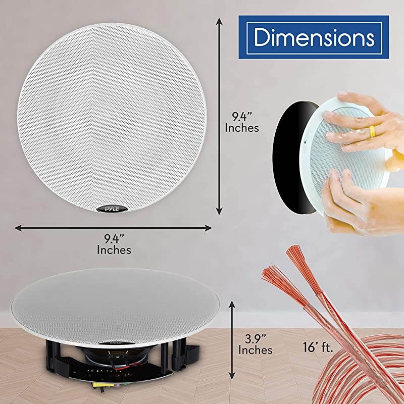 Pair 65 Bluetooth Universal Flush Mount inWall inCeiling 2Way Speaker System Dual Polyprone Cone amp Polymer Tweeter Stereo Sound 300 Watts PDICBT67