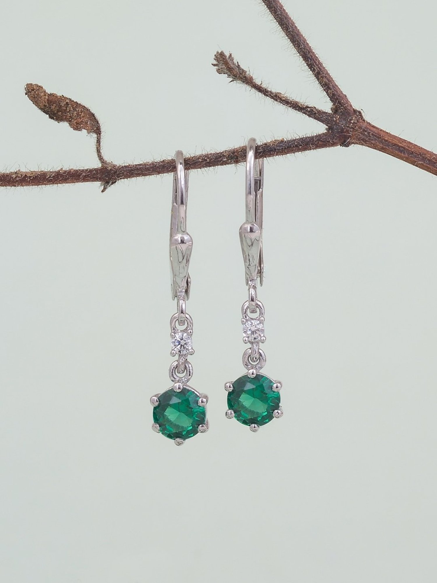 Ornate Jewels 92.5 Sterling Silver Emerald Earrings for Women